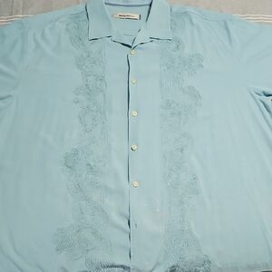 Tommy Bahama Light Blue Embroidered Casual Shirt